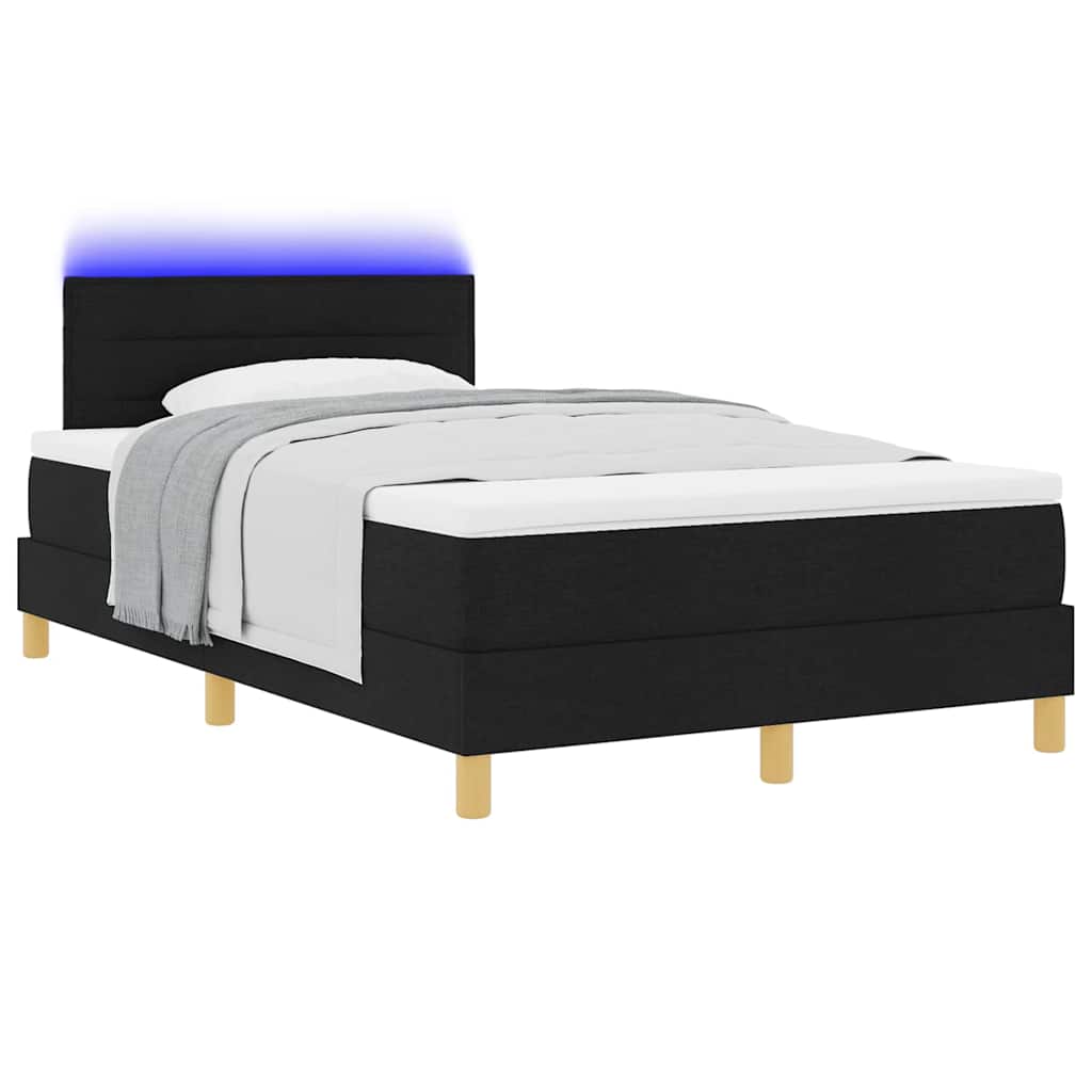 LED Boxspringbett mit Kopfteil Schwarz 120 x 190 cm Stoff