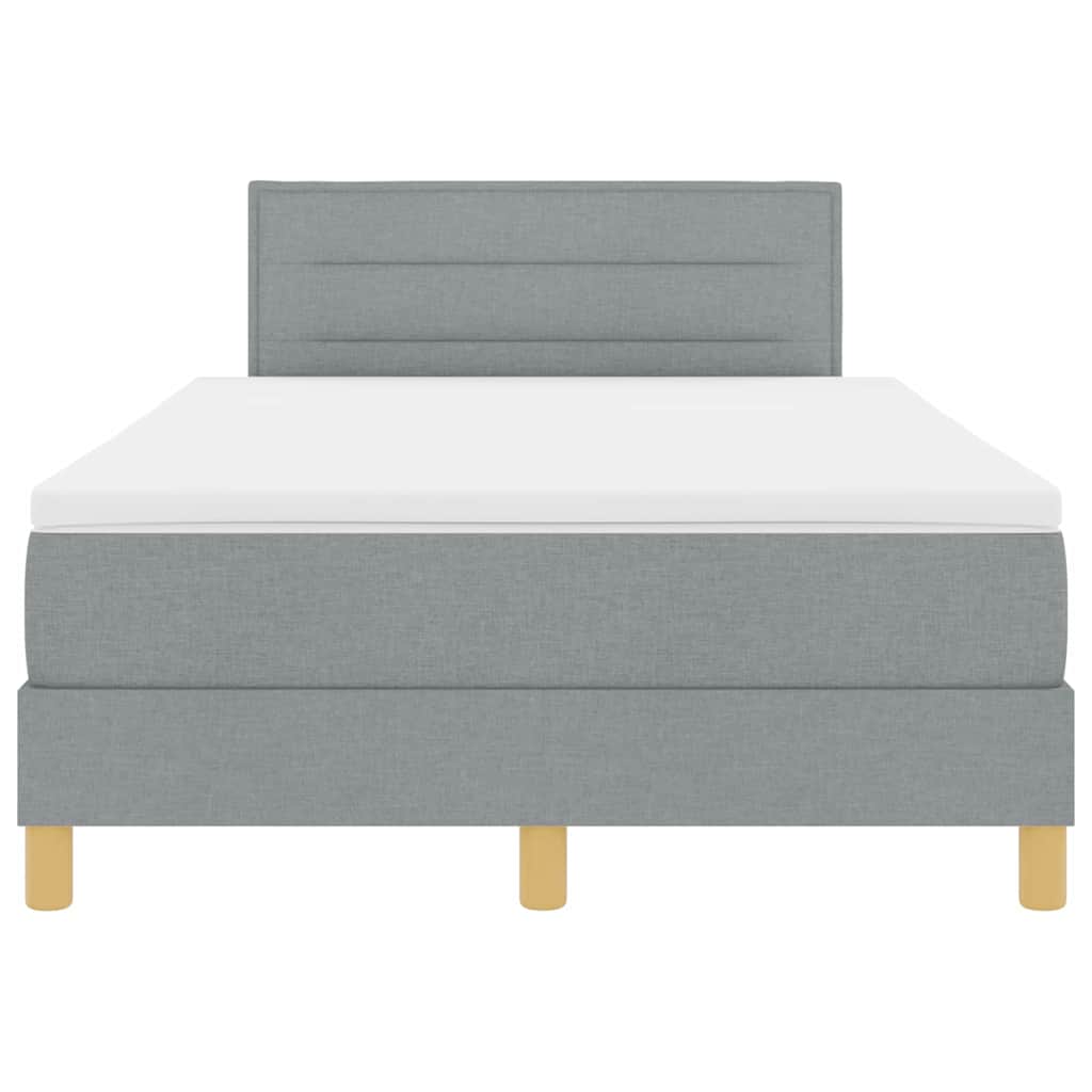 LED Boxspringbett mit Kopfteil Hellgrau 120 x 200 cm Stoff