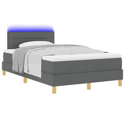 LED Boxspringbett mit Kopfteil Dunkelgrau 120 x 200 cm Stoff