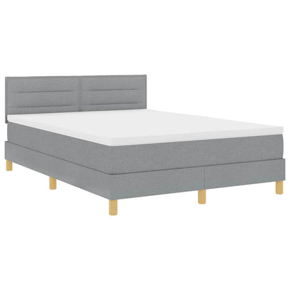 LED Boxspringbett mit Kopfteil Hellgrau 140 x 190 cm Stoff