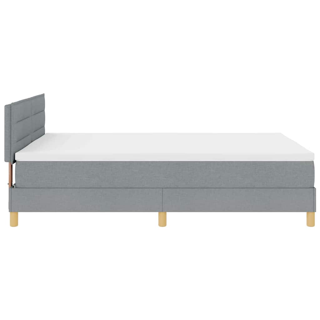 LED Boxspringbett mit Kopfteil Hellgrau 140 x 190 cm Stoff