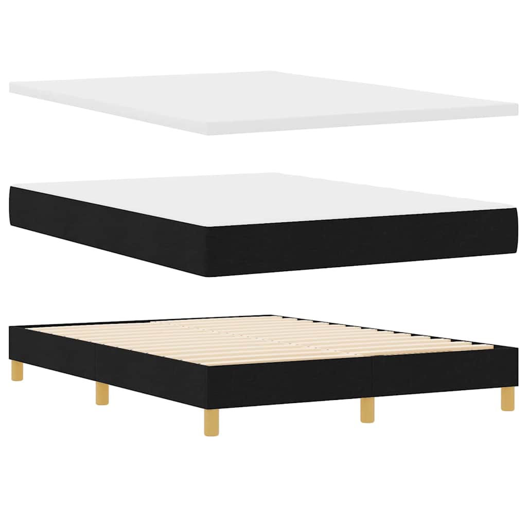 LED Boxspringbett mit Kopfteil Schwarz 140 x 190 cm Stoff