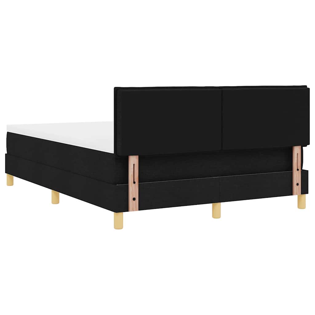 LED Boxspringbett mit Kopfteil Schwarz 140 x 190 cm Stoff