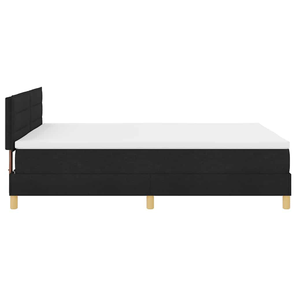 LED Boxspringbett mit Kopfteil Schwarz 140 x 190 cm Stoff