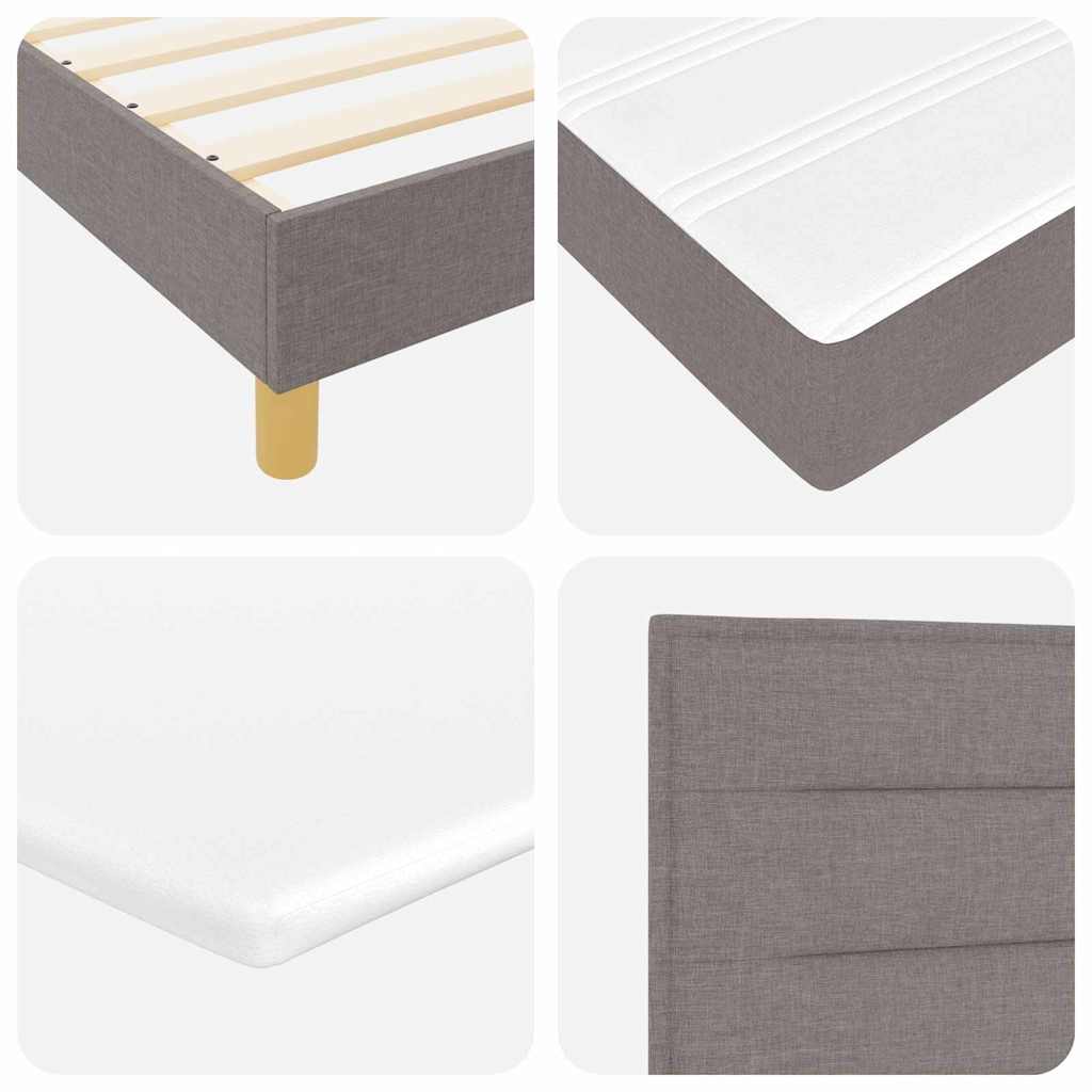 LED Boxspringbett mit Kopfteil Taupe 140 x 190 cm Stoff