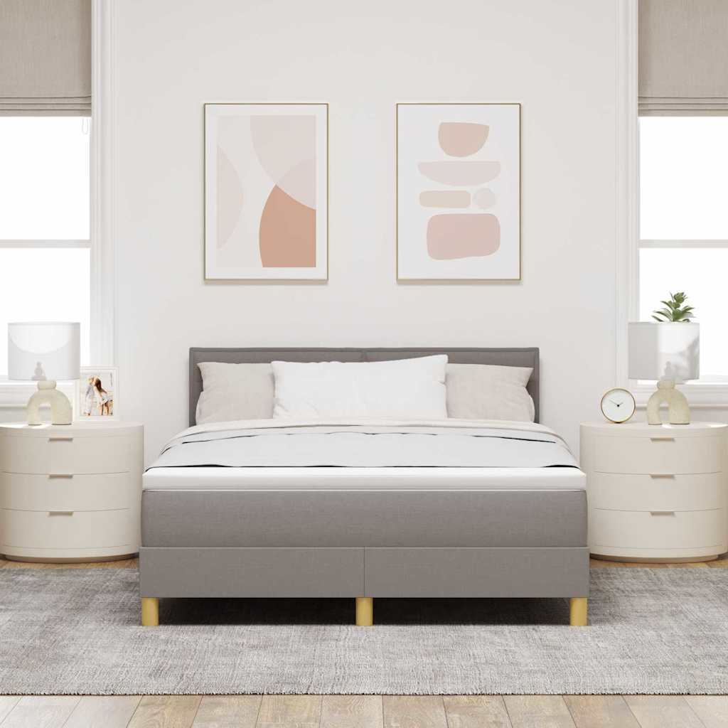 LED Boxspringbett mit Kopfteil Taupe 140 x 190 cm Stoff