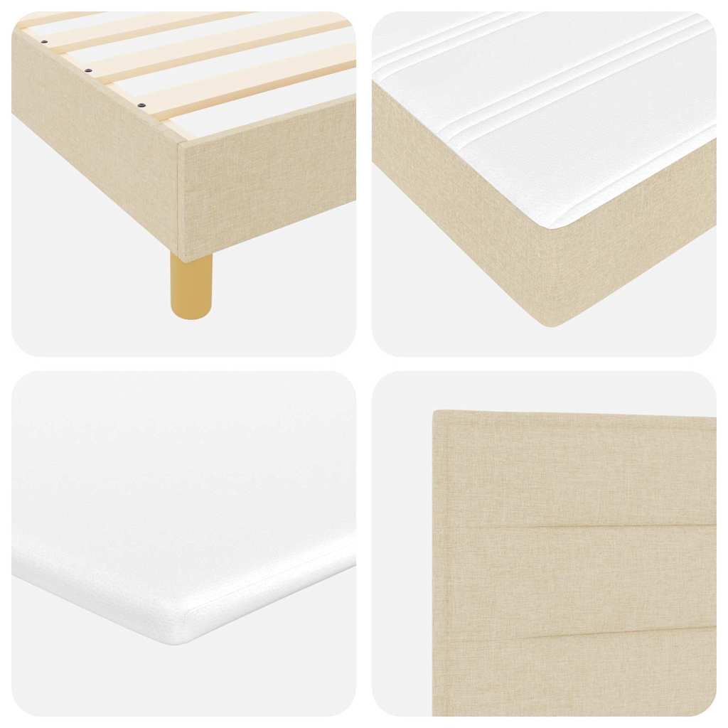 LED Boxspringbett mit LED-Lichtleisten Creme 140 x 190 cm Stoff