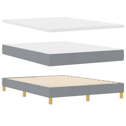 LED Boxspringbett mit Kopfteil Hellgrau 140 x 200 cm Stoff
