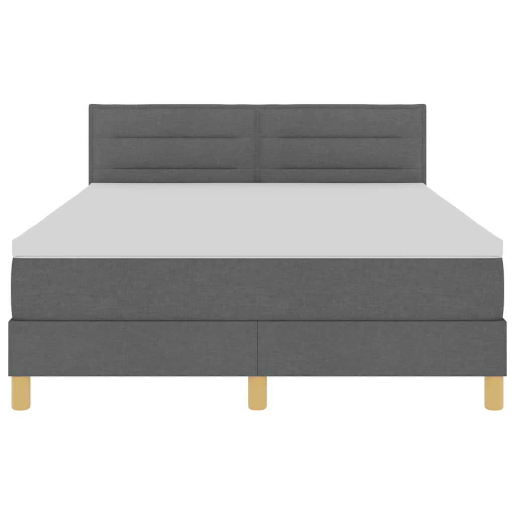 LED Boxspringbett mit Kopfteil Dunkelgrau 140 x 200 cm Stoff