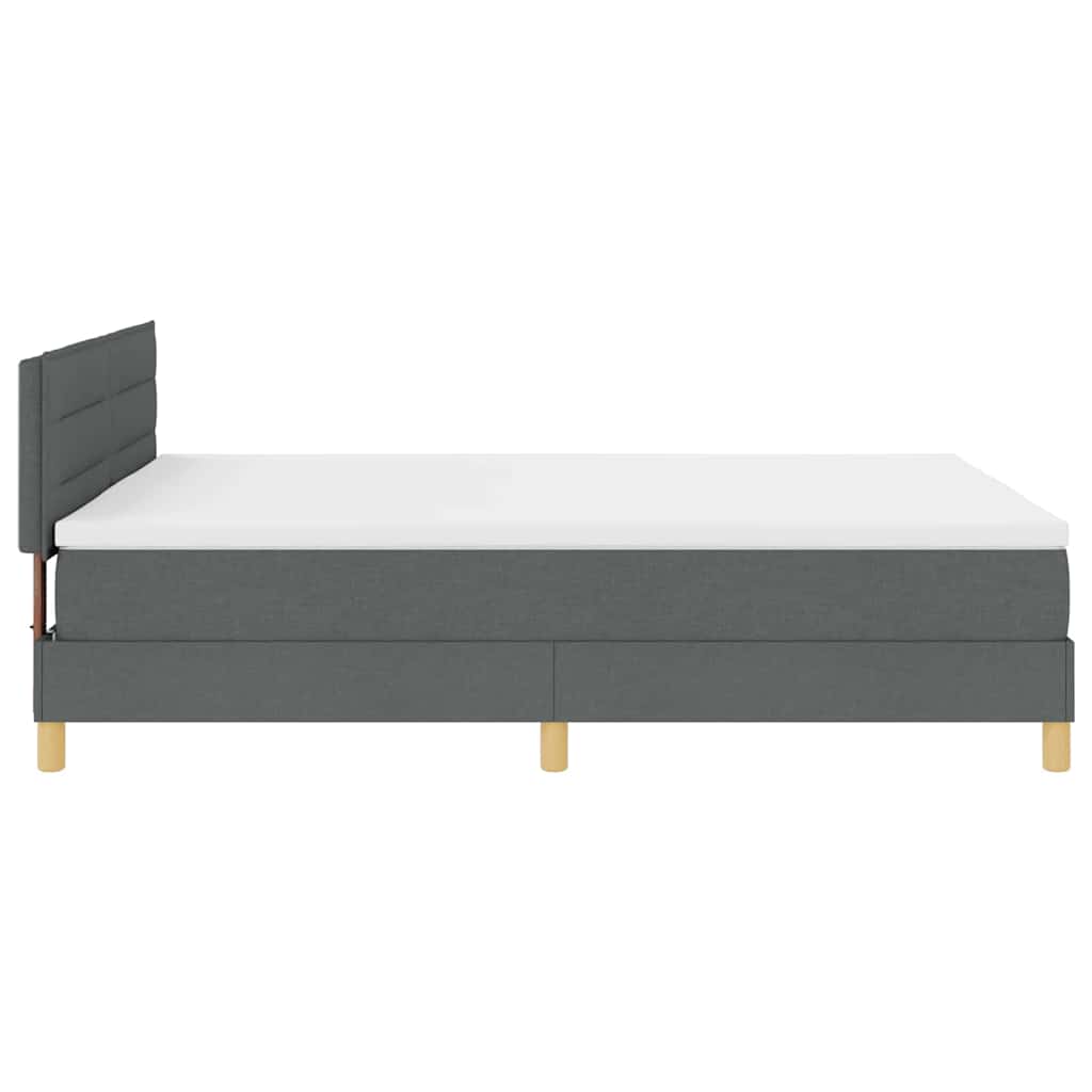 LED Boxspringbett mit Kopfteil Dunkelgrau 140 x 200 cm Stoff