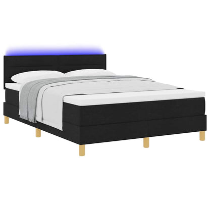 LED Boxspringbett mit Kopfteil Schwarz 140 x 200 cm Stoff