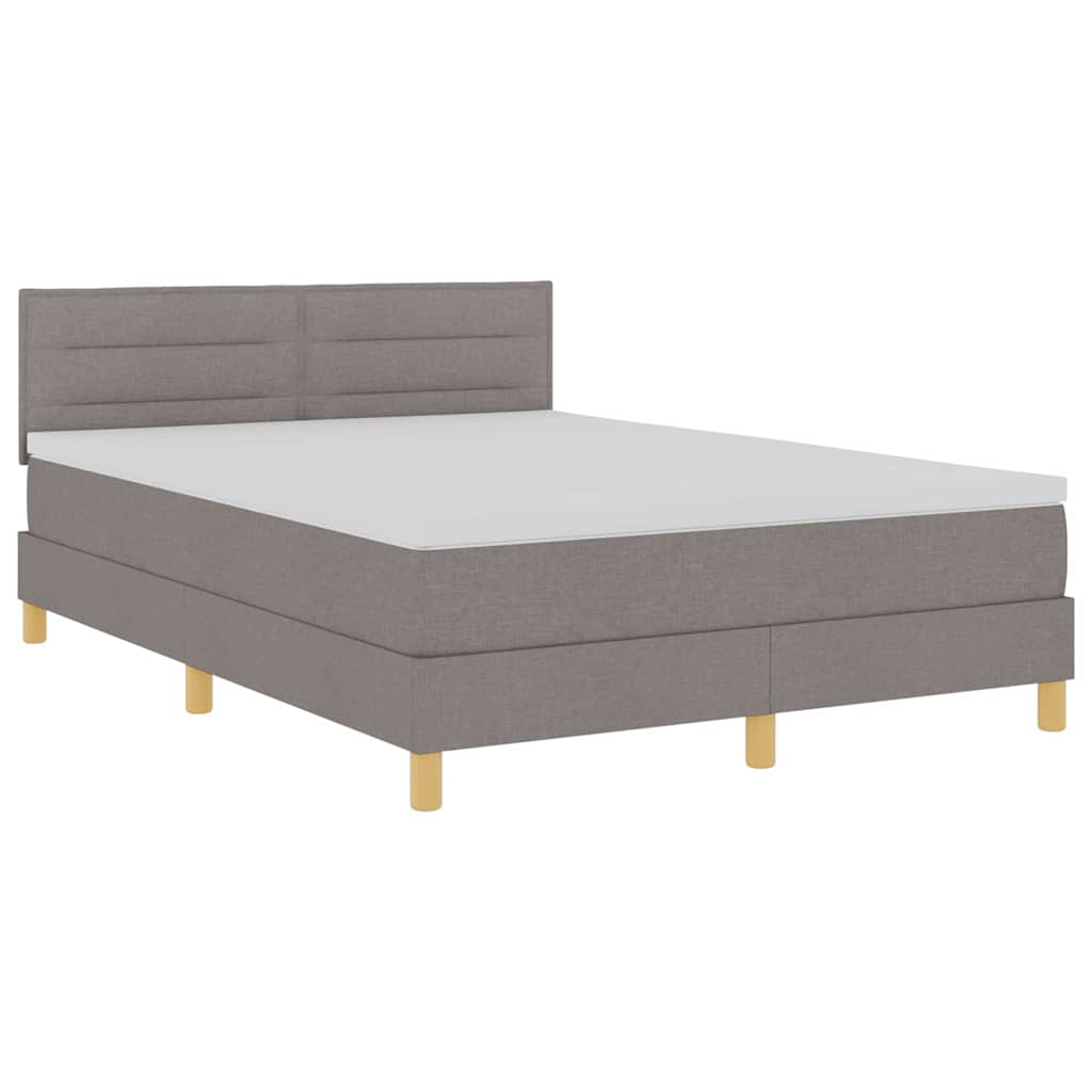 LED Boxspringbett mit Kopfteil Taupe 140 x 200 cm Stoff
