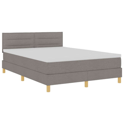 LED Boxspringbett mit Kopfteil Taupe 140 x 200 cm Stoff