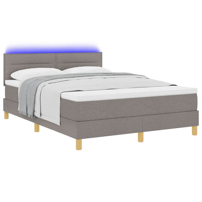 LED Boxspringbett mit Kopfteil Taupe 140 x 200 cm Stoff