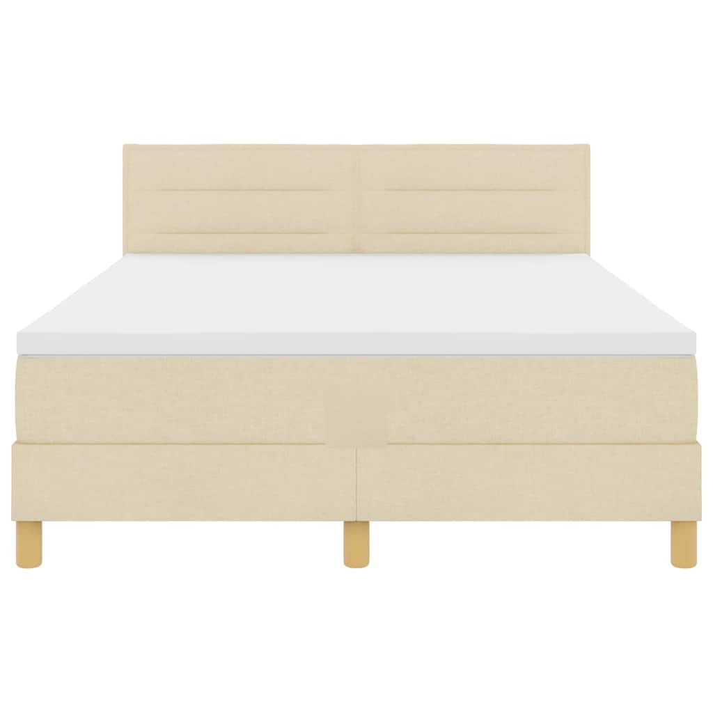 LED Boxspringbett mit LED-Lichtleisten Creme 140 x 200 cm Stoff