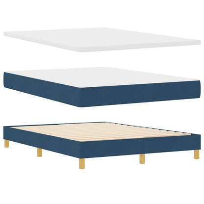 LED Boxspringbett mit Kissen Blau 140 x 200 cm Stoff