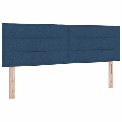 LED Boxspringbett mit Kissen Blau 140 x 200 cm Stoff