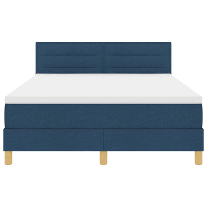 LED Boxspringbett mit Kissen Blau 140 x 200 cm Stoff