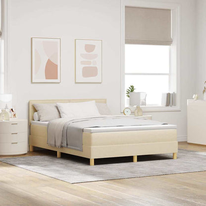 LED Boxspringbett mit LED-Lichtleisten Creme 160 x 200 cm Stoff