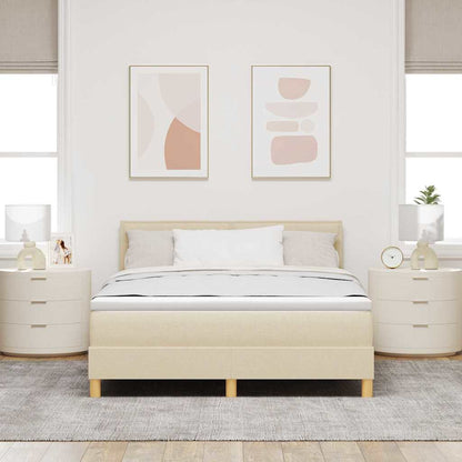 LED Boxspringbett mit LED-Lichtleisten Creme 160 x 200 cm Stoff