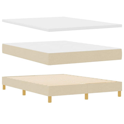 LED Boxspringbett mit LED-Lichtleisten Creme 160 x 200 cm Stoff