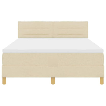 LED Boxspringbett mit LED-Lichtleisten Creme 160 x 200 cm Stoff