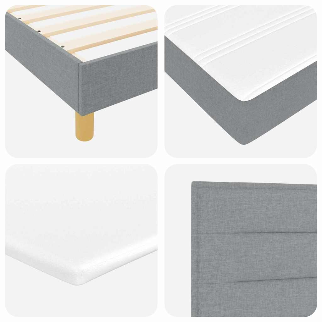LED Boxspringbett mit Kissen Hellgrau 180 x 200 cm Stoff