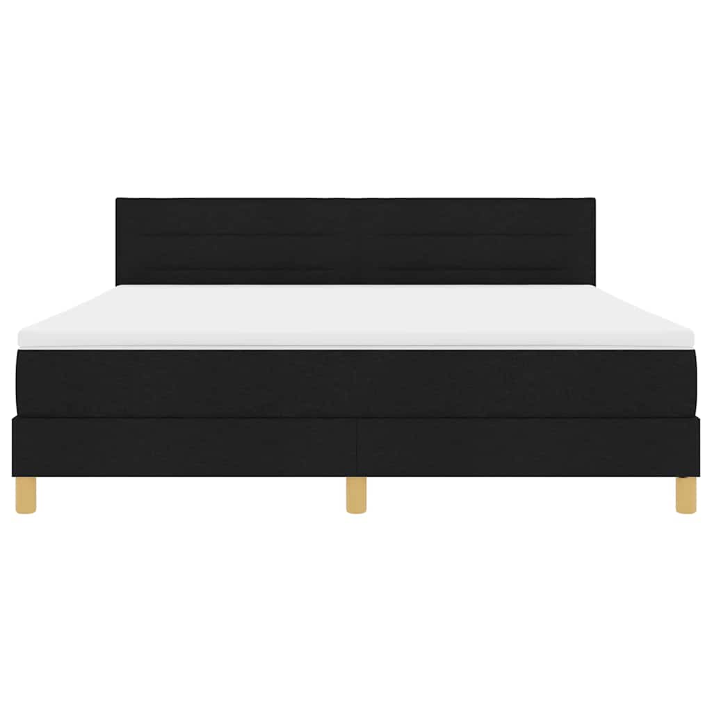 LED Boxspringbett mit Kopfteil Schwarz 180 x 200 cm Stoff