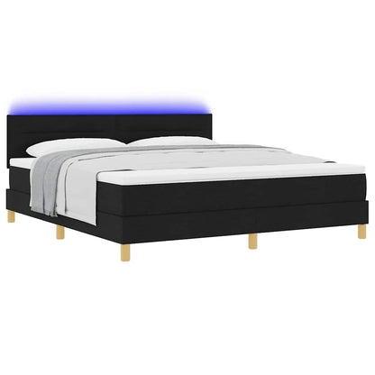 LED Boxspringbett mit Kopfteil Schwarz 180 x 200 cm Stoff