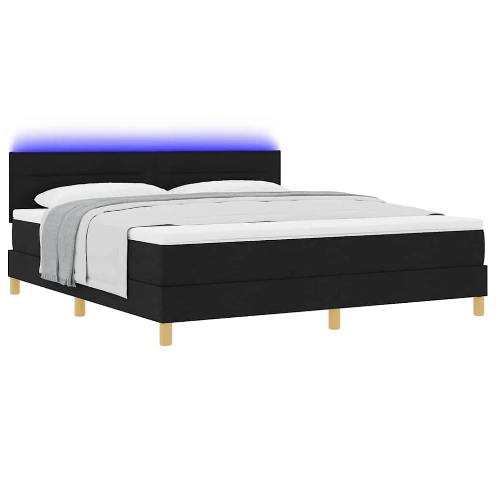 LED Boxspringbett mit Kopfteil Schwarz 180 x 200 cm Stoff