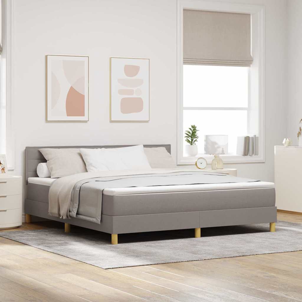 LED Boxspringbett mit Kopfteil Taupe 180 x 200 cm Stoff