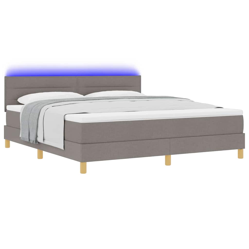 LED Boxspringbett mit Kopfteil Taupe 180 x 200 cm Stoff