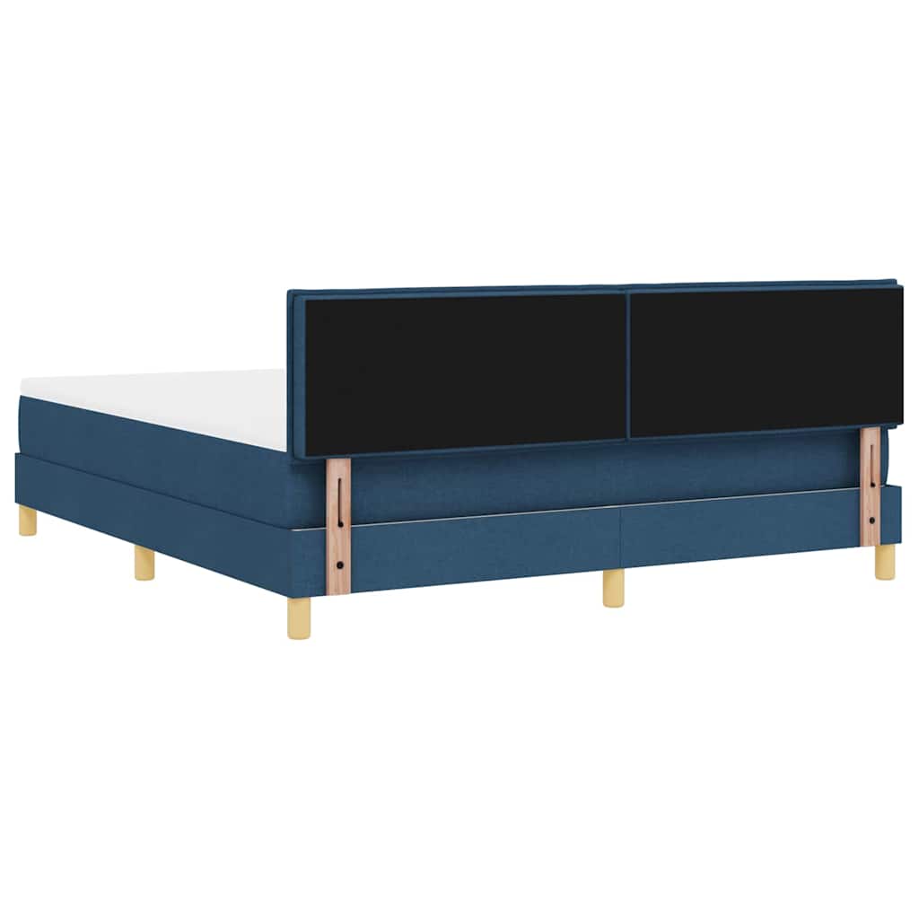 LED Boxspringbett mit LED-Lichtleisten Blau 180 x 200 cm Stoff