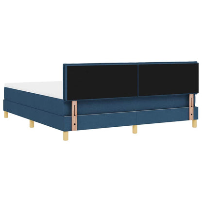 LED Boxspringbett mit LED-Lichtleisten Blau 180 x 200 cm Stoff