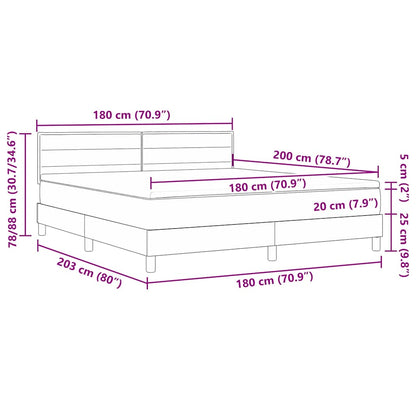 LED Boxspringbett mit LED-Lichtleisten Blau 180 x 200 cm Stoff