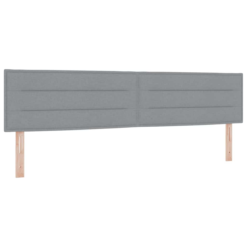 LED Boxspringbett mit Kopfteil Hellgrau 200 x 200 cm Stoff