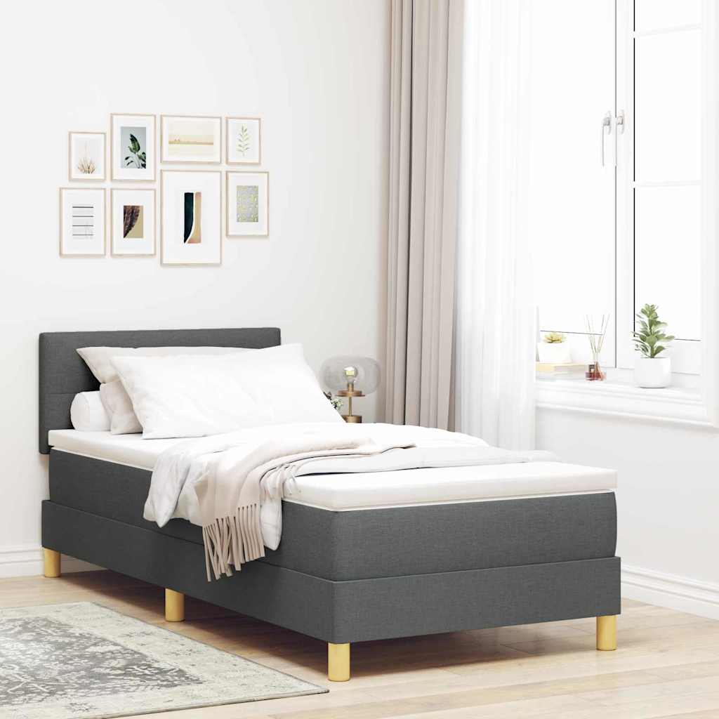 LED Boxspringbett mit Kopfteil Dunkelgrau 80 x 200 cm Stoff