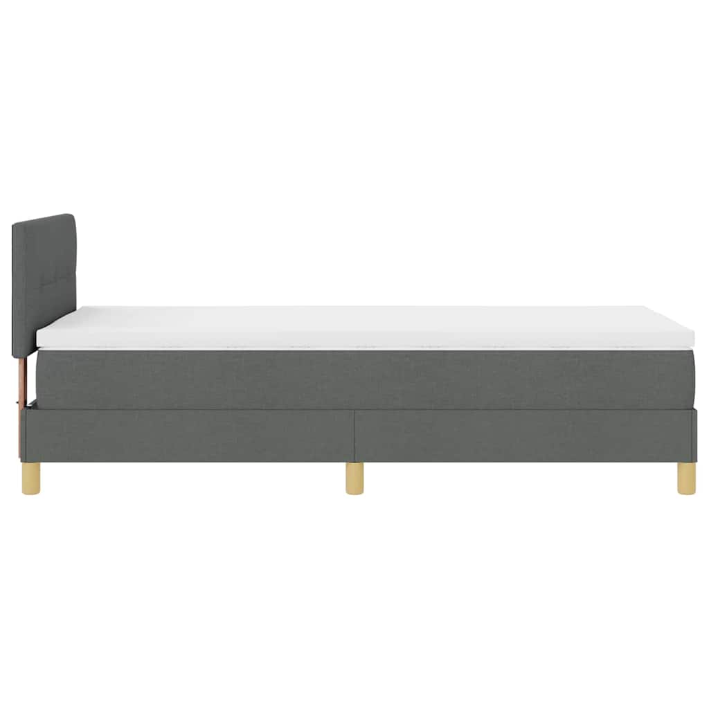 LED Boxspringbett mit Kopfteil Dunkelgrau 80 x 200 cm Stoff