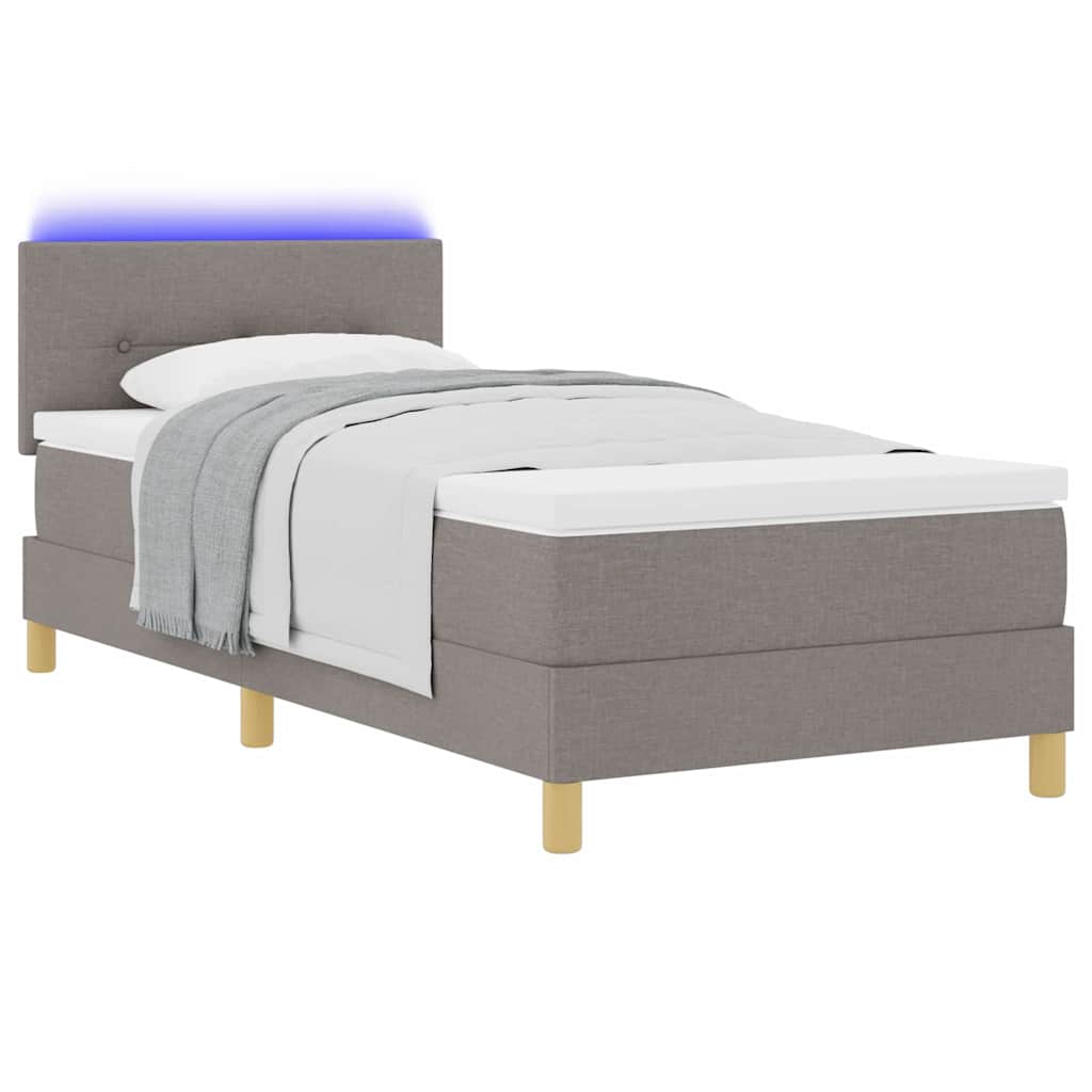 LED Boxspringbett mit Kopfteil Taupe 90 x 190 cm Stoff