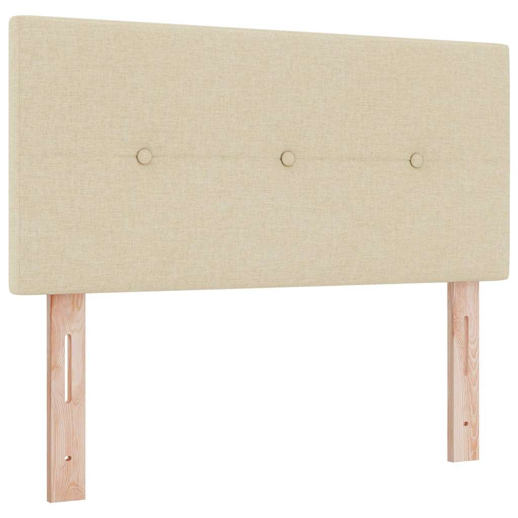 LED Boxspringbett mit LED-Lichtleisten Creme 90 x 190 cm Stoff