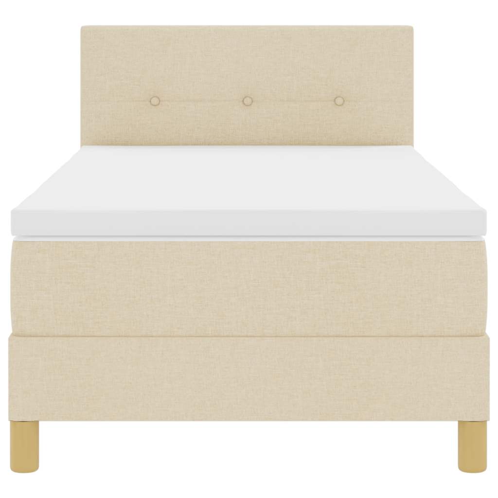 LED Boxspringbett mit LED-Lichtleisten Creme 90 x 190 cm Stoff