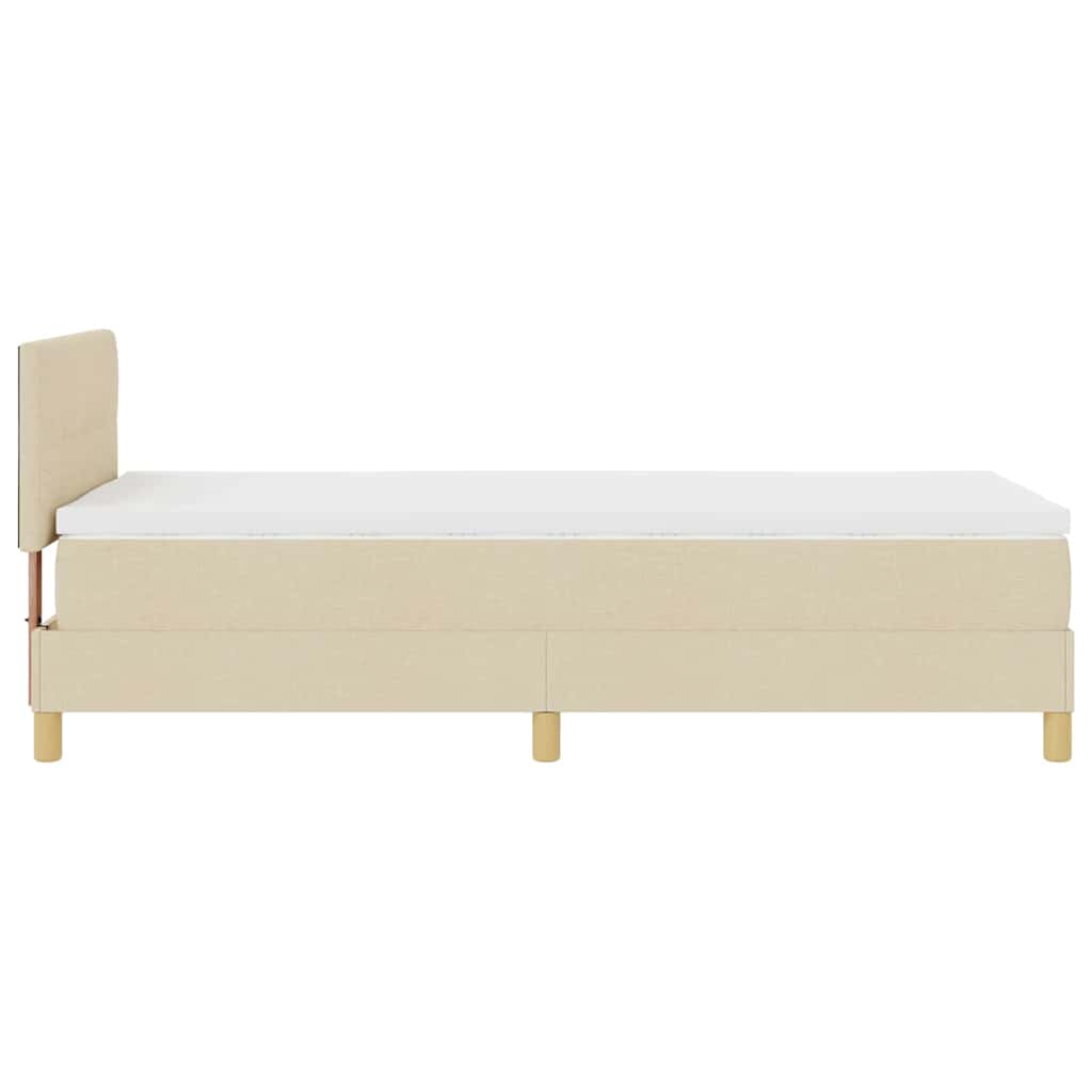 LED Boxspringbett mit LED-Lichtleisten Creme 90 x 190 cm Stoff