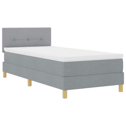 LED Boxspringbett mit Kopfteil Hellgrau 90 x 200 cm Stoff