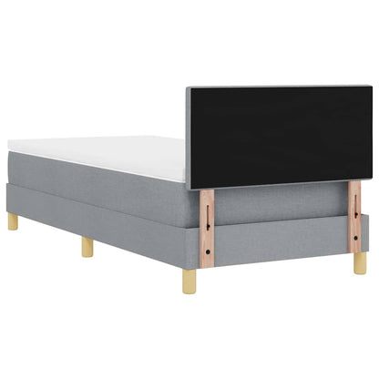 LED Boxspringbett mit Kopfteil Hellgrau 90 x 200 cm Stoff