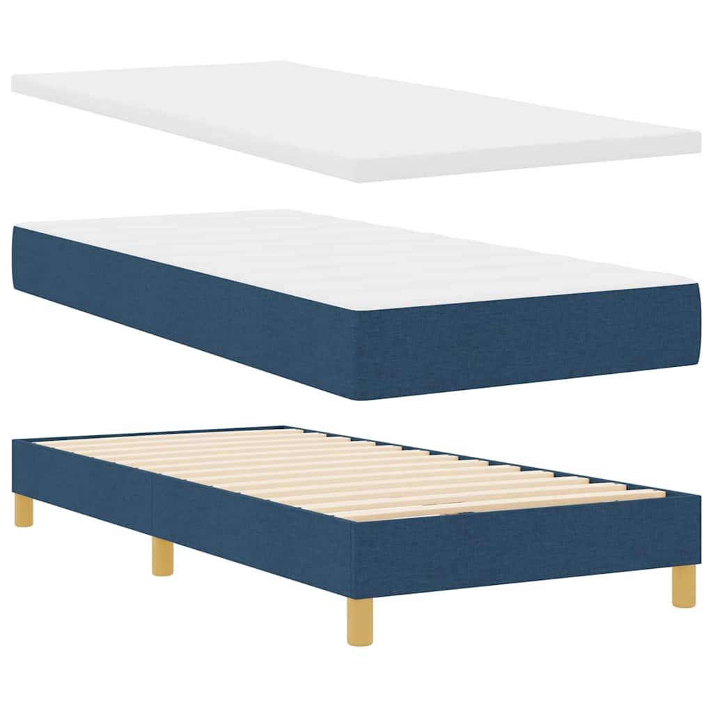 LED Boxspringbett mit LED-Lichtleisten Blau 90 x 200 cm Stoff