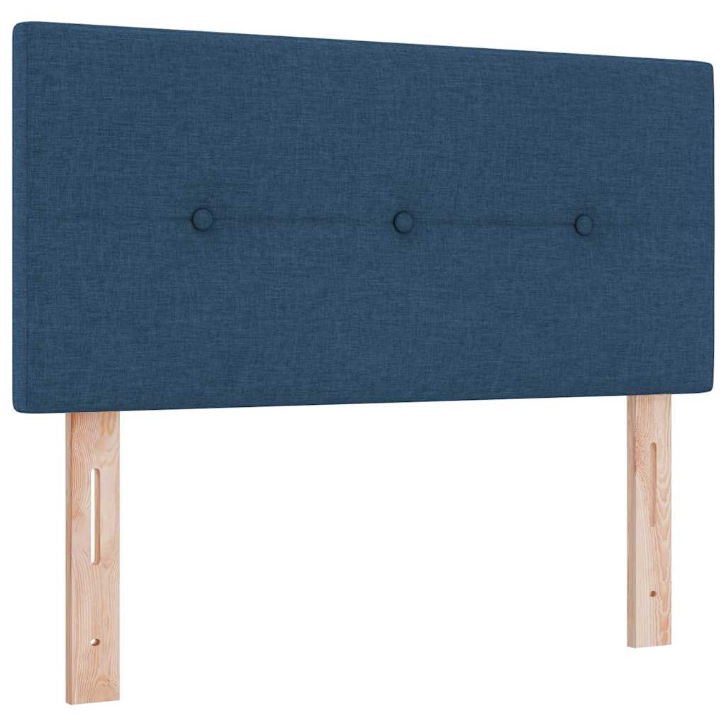 LED Boxspringbett mit LED-Lichtleisten Blau 90 x 200 cm Stoff