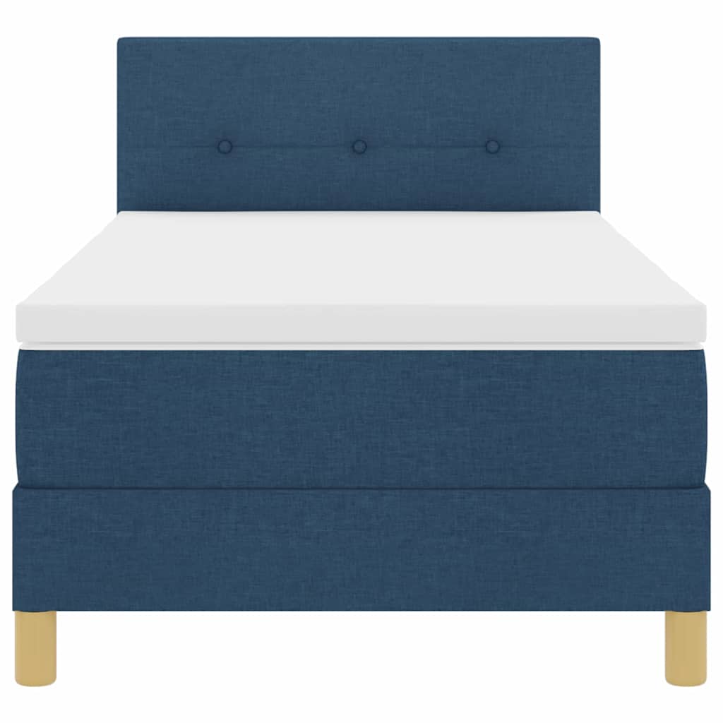 LED Boxspringbett mit LED-Lichtleisten Blau 90 x 200 cm Stoff