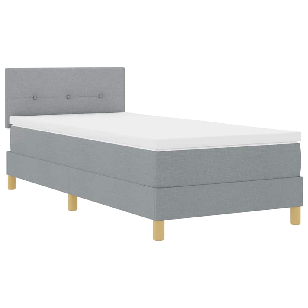 LED Boxspringbett mit Kissen Hellgrau 100 x 200 cm Stoff