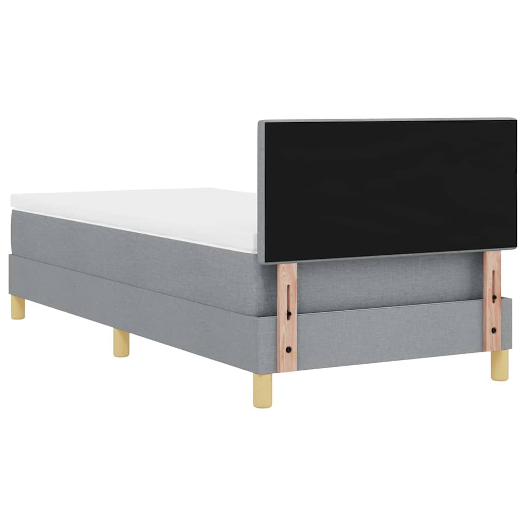 LED Boxspringbett mit Kissen Hellgrau 100 x 200 cm Stoff