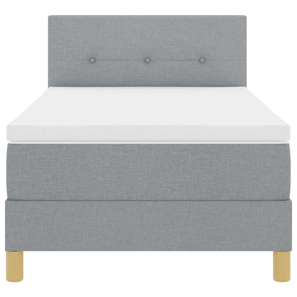 LED Boxspringbett mit Kissen Hellgrau 100 x 200 cm Stoff